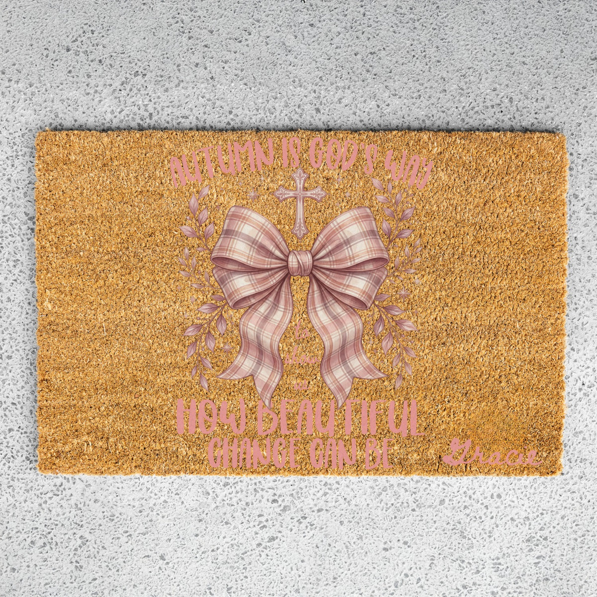 Pink Beautiful Change Name UV Printed Doormat