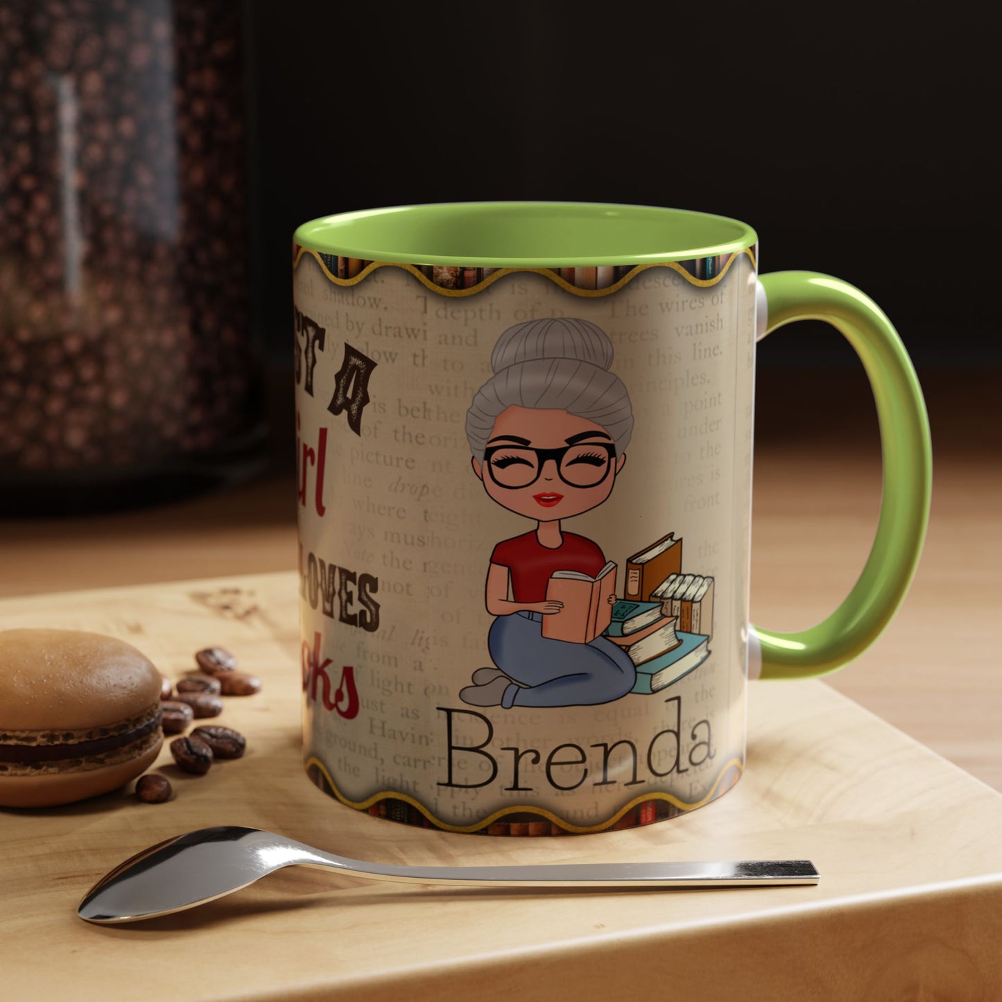 Girl Who Loves Books Name Coffee Mug (11, 15oz)