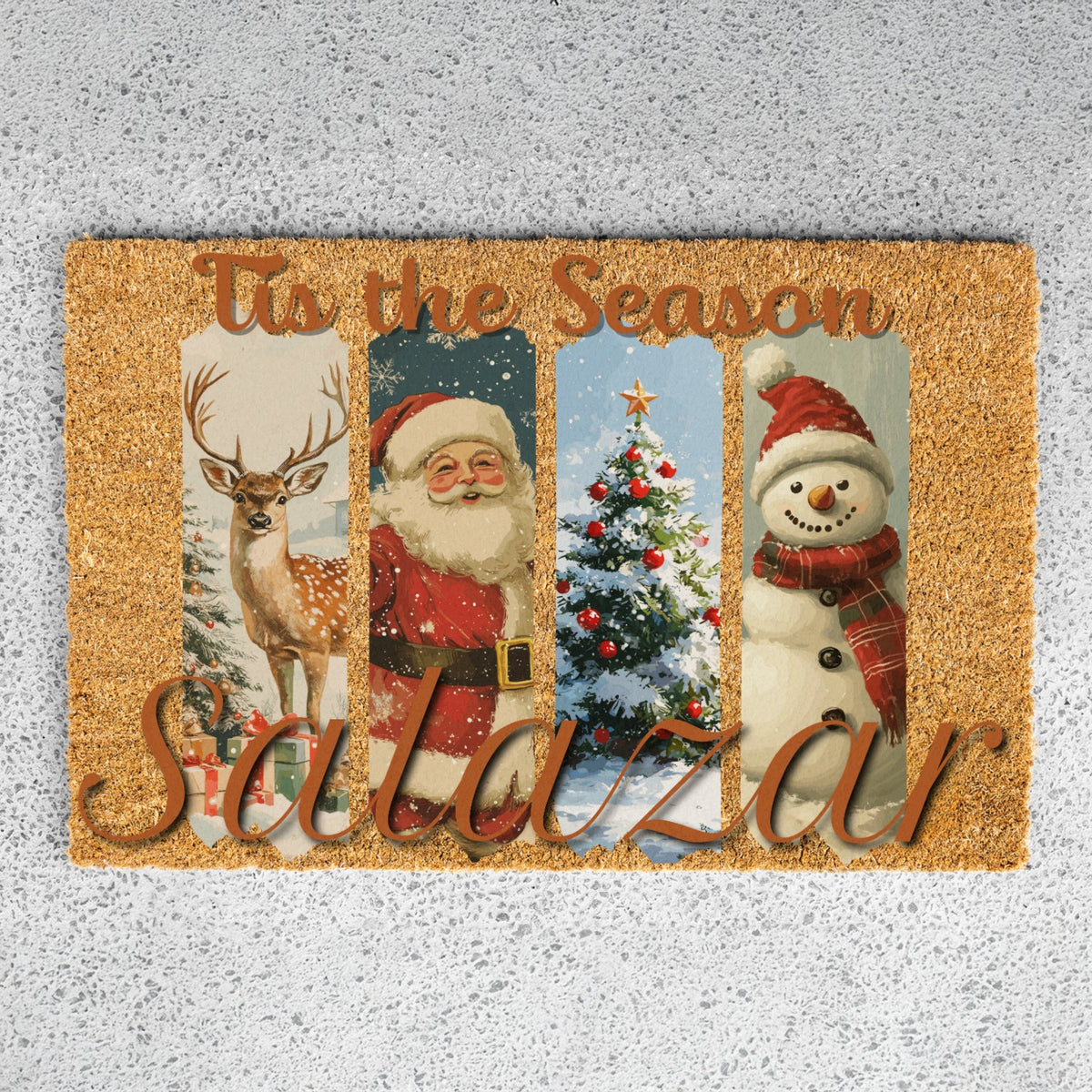 Tis the Season Vintage Name Doormat