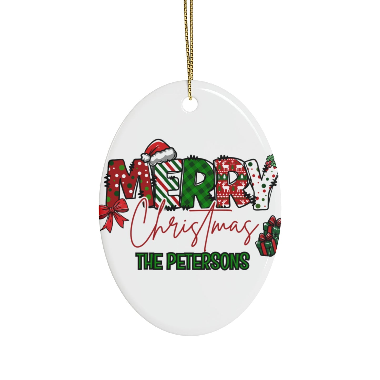 Merry Christmas Name Ceramic Ornaments (1pcs, 5pcs, 10pcs, 20pcs)