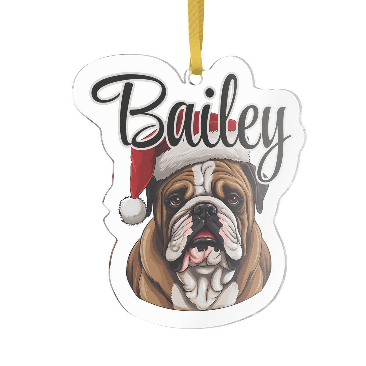 Santa Pet Photo Name Ornament