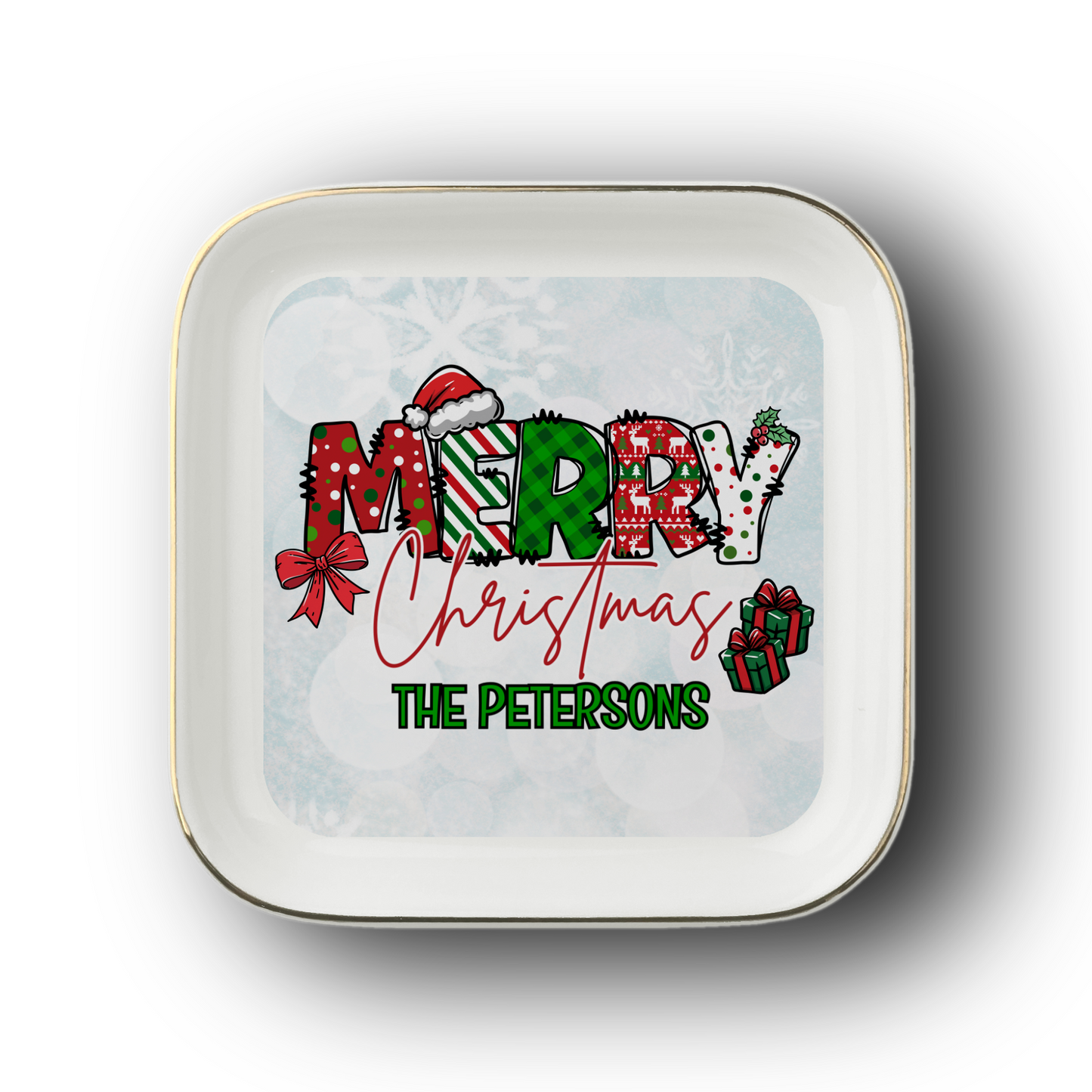 Merry Christmas Name Jewelry Dish