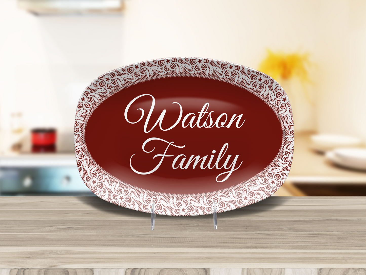 Maroon Lace Family Platter