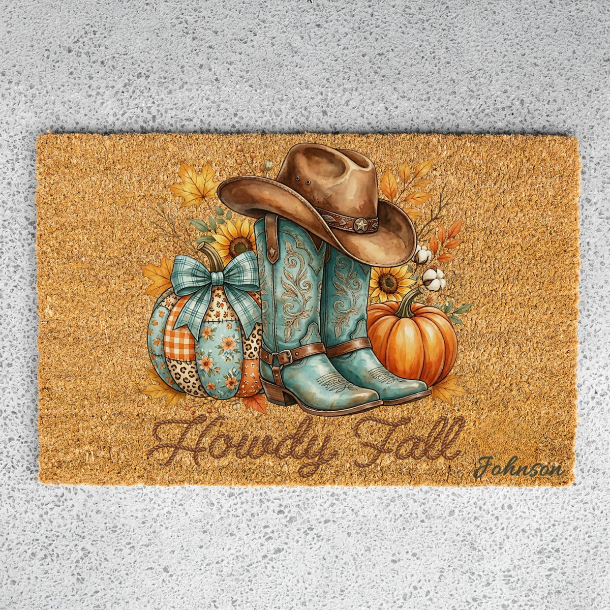 Howdy Fall Name UV Printed Doormat