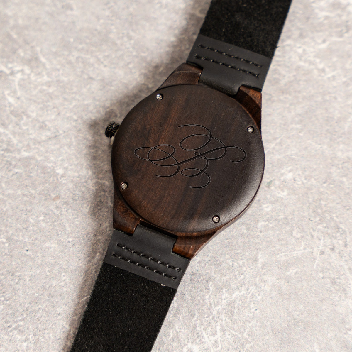 Initial Wood Watch - Laser Engraved