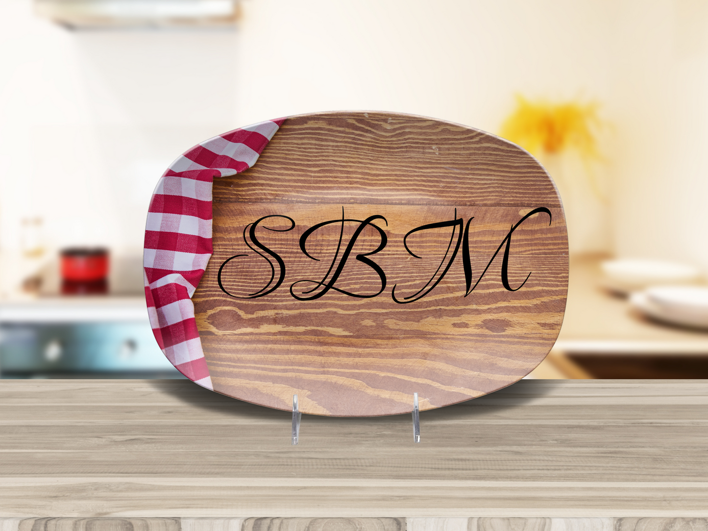 Cloth Woodlike Initial Platter