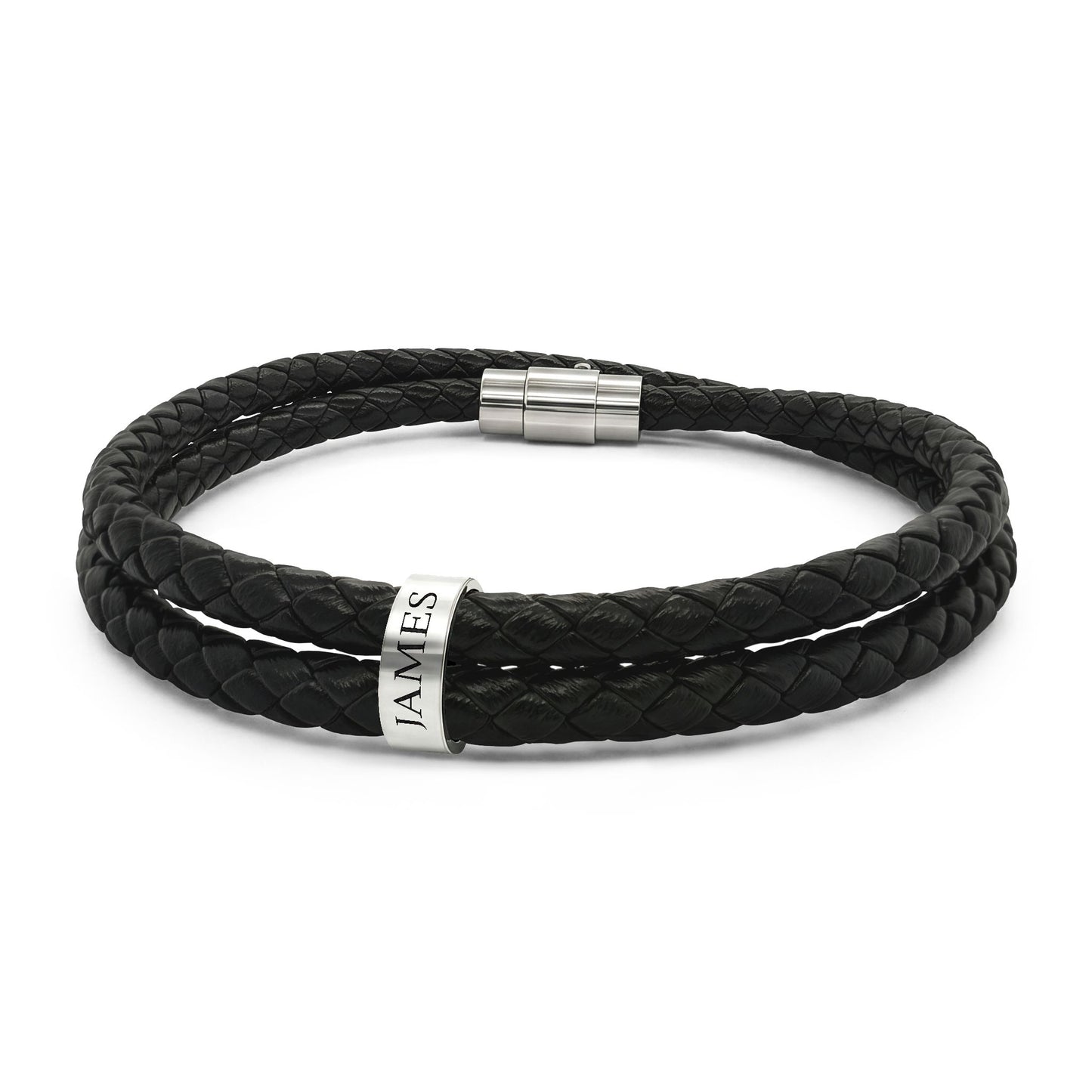 Names Leather Bracelet with Beads (Engraving)