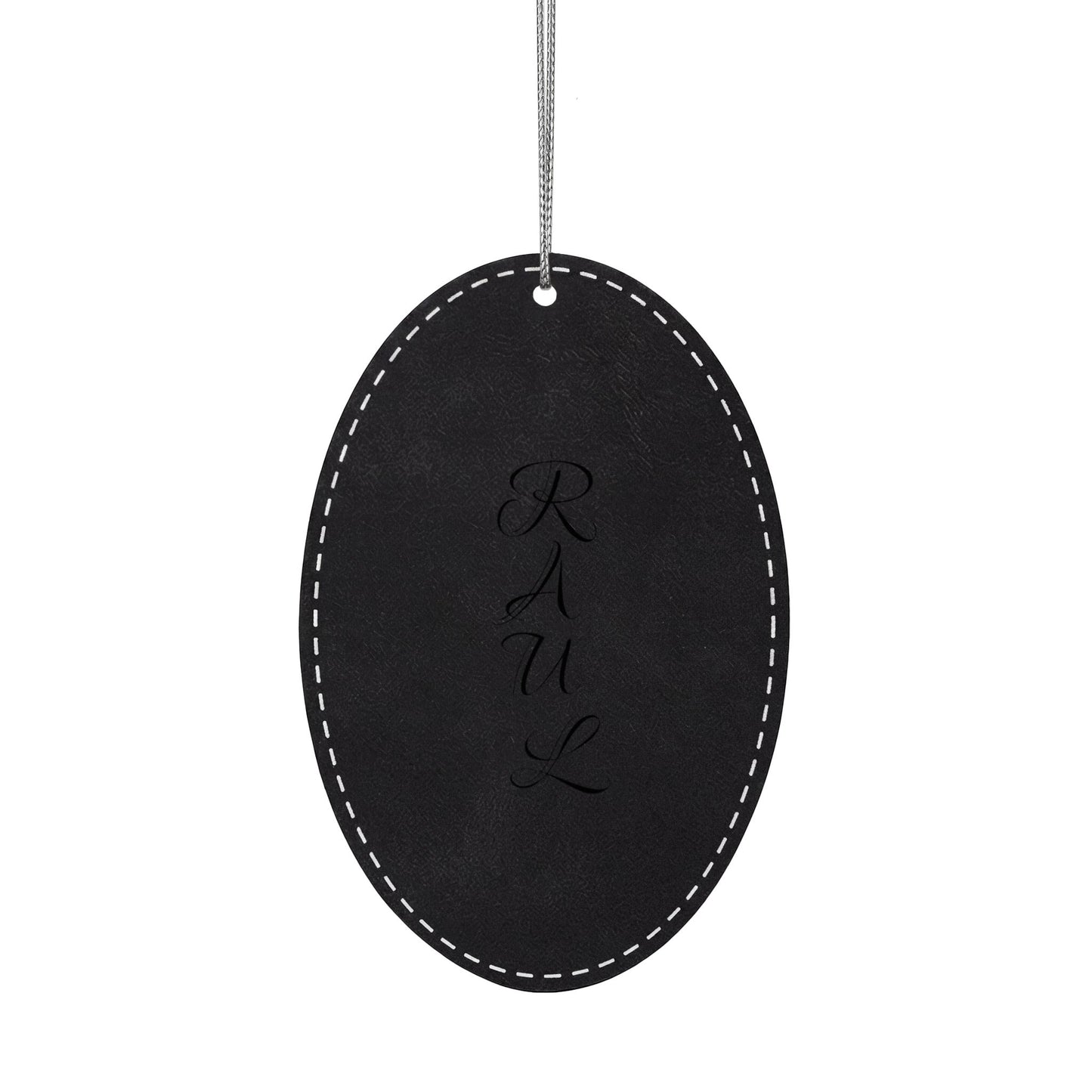 Name Leatherette Ornament, 3 Shapes (Engraving)