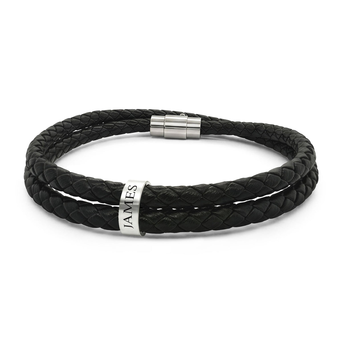 Names Leather Bracelet with Beads (Engraving)