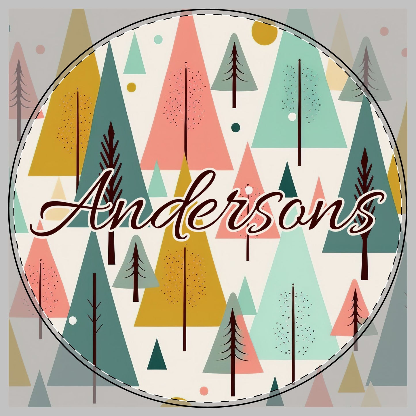 Colored Trees Name Round Cutting Board
