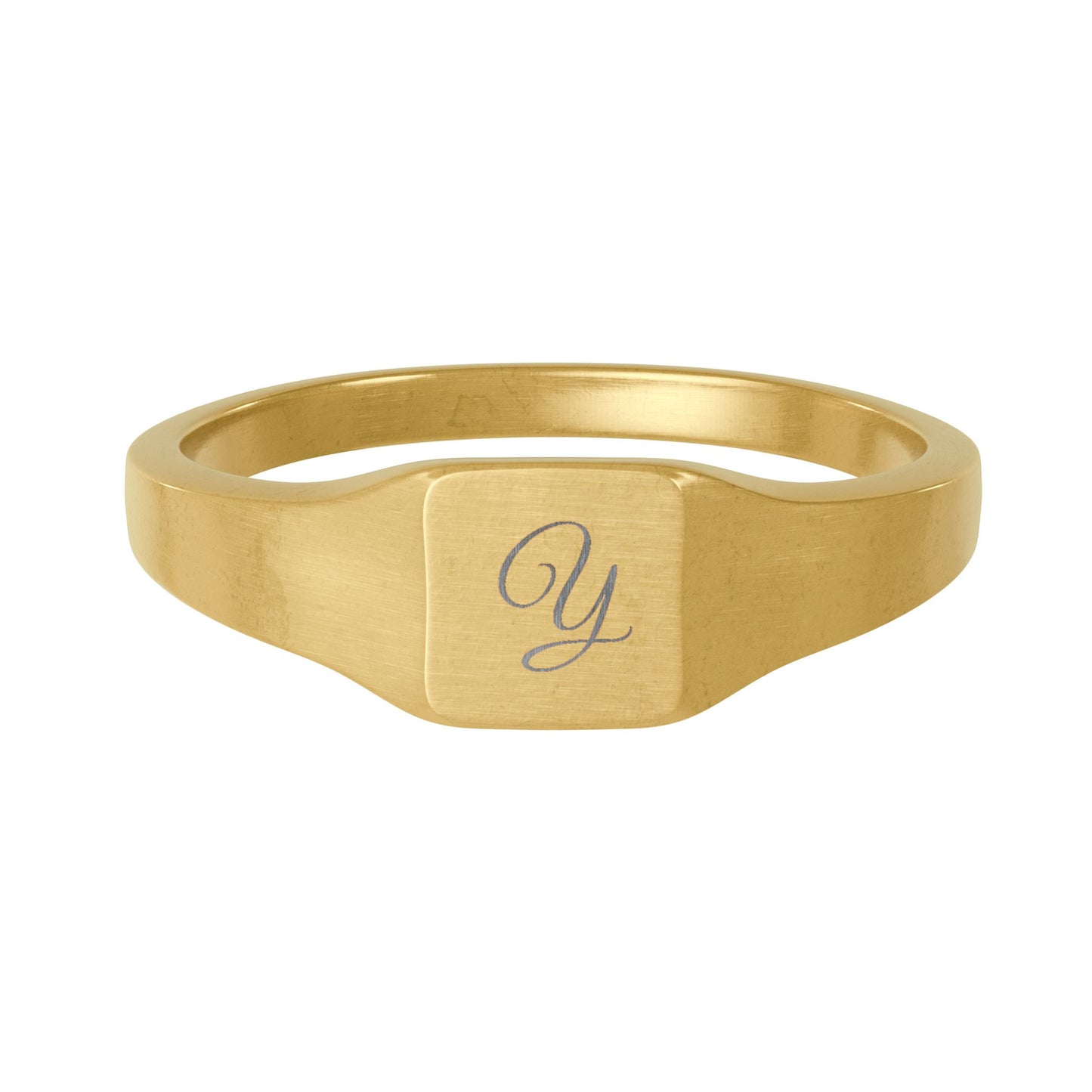 Initial Stainless Steel Heart / Square Signet Ring (Engraving)