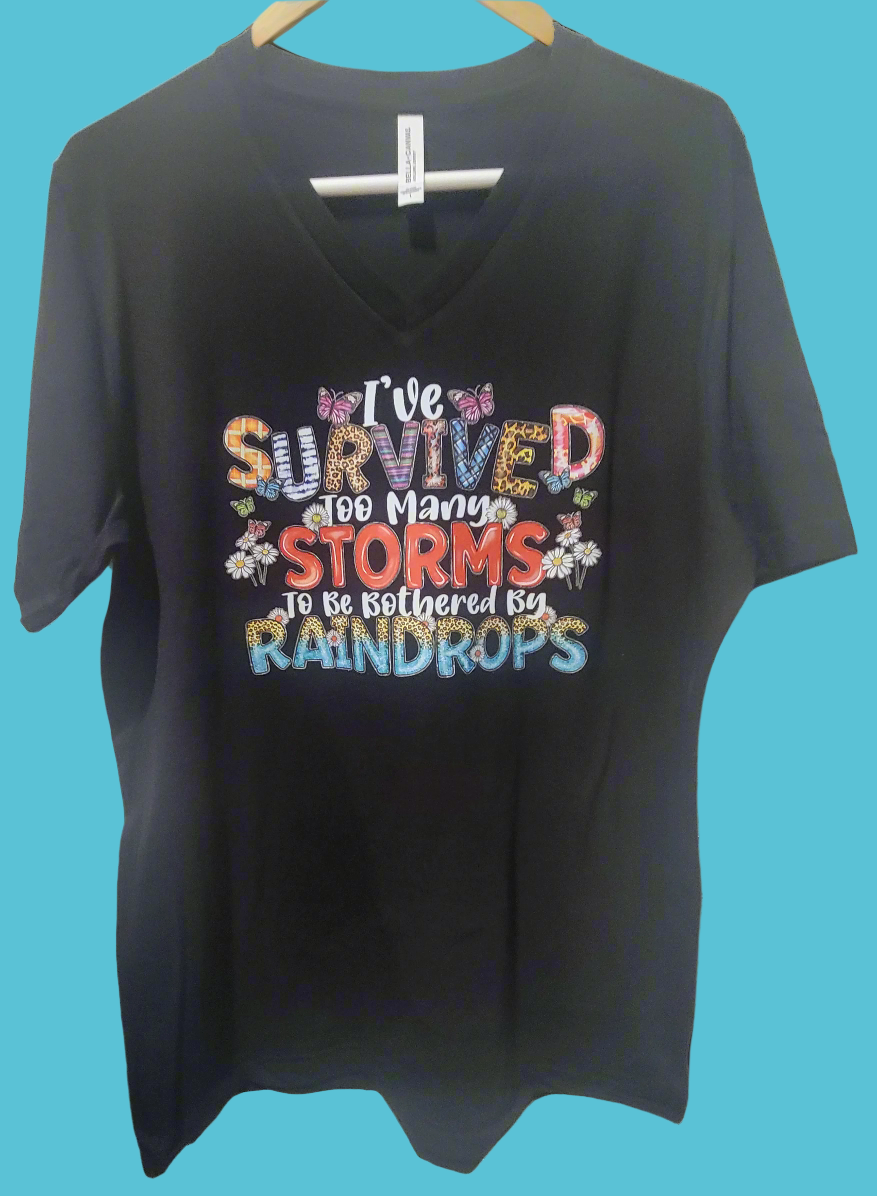 survived storms black t shirt v neck large