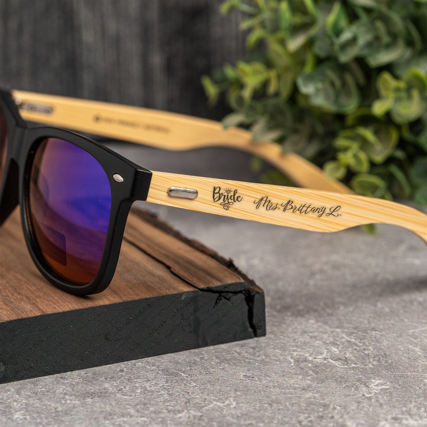Wedding Party Bamboo Frame Sunglasses - Laser Engraved