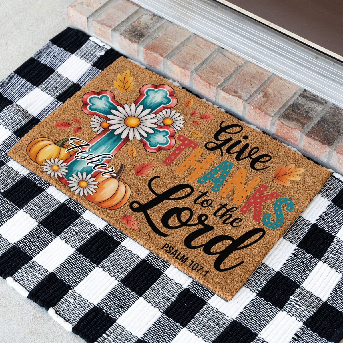 Thanks To The Lord Name Doormat