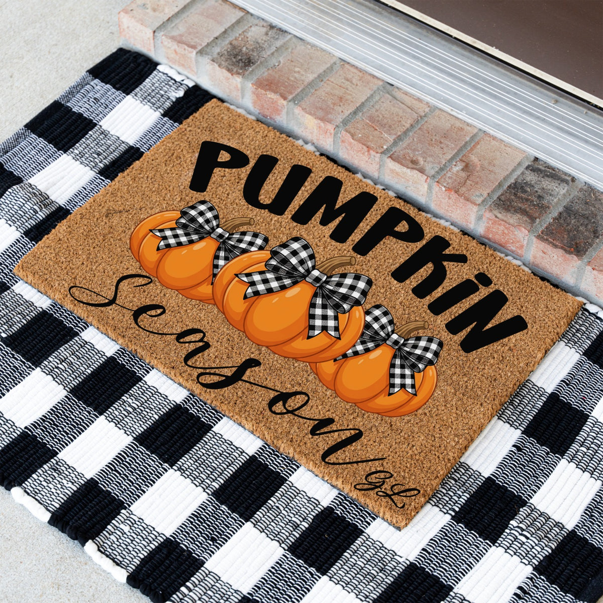Pumpkins Season Initials UV Printed Doormat