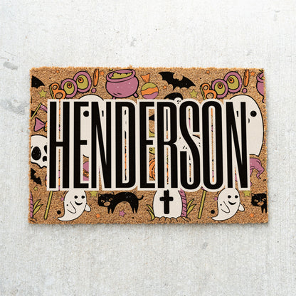 Halloween Boo Collage Name Doormat