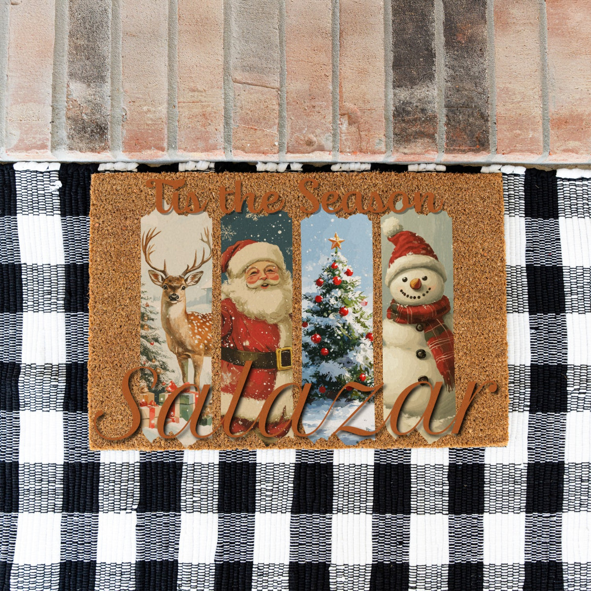 Tis the Season Vintage Name Doormat