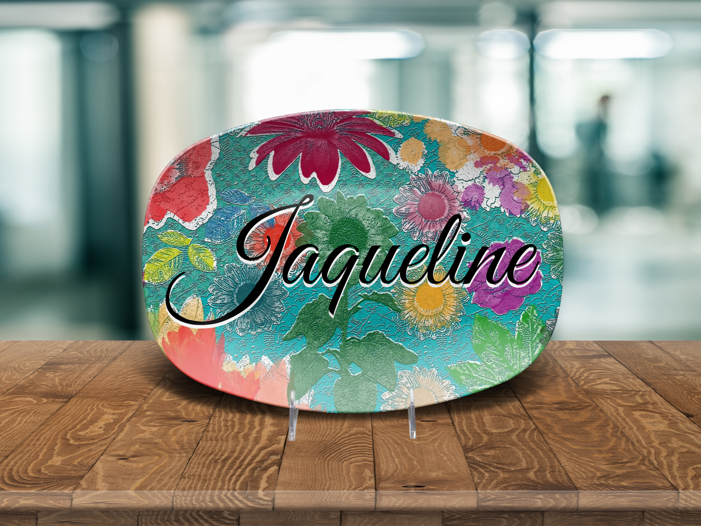 Bright Floral Name Platter
