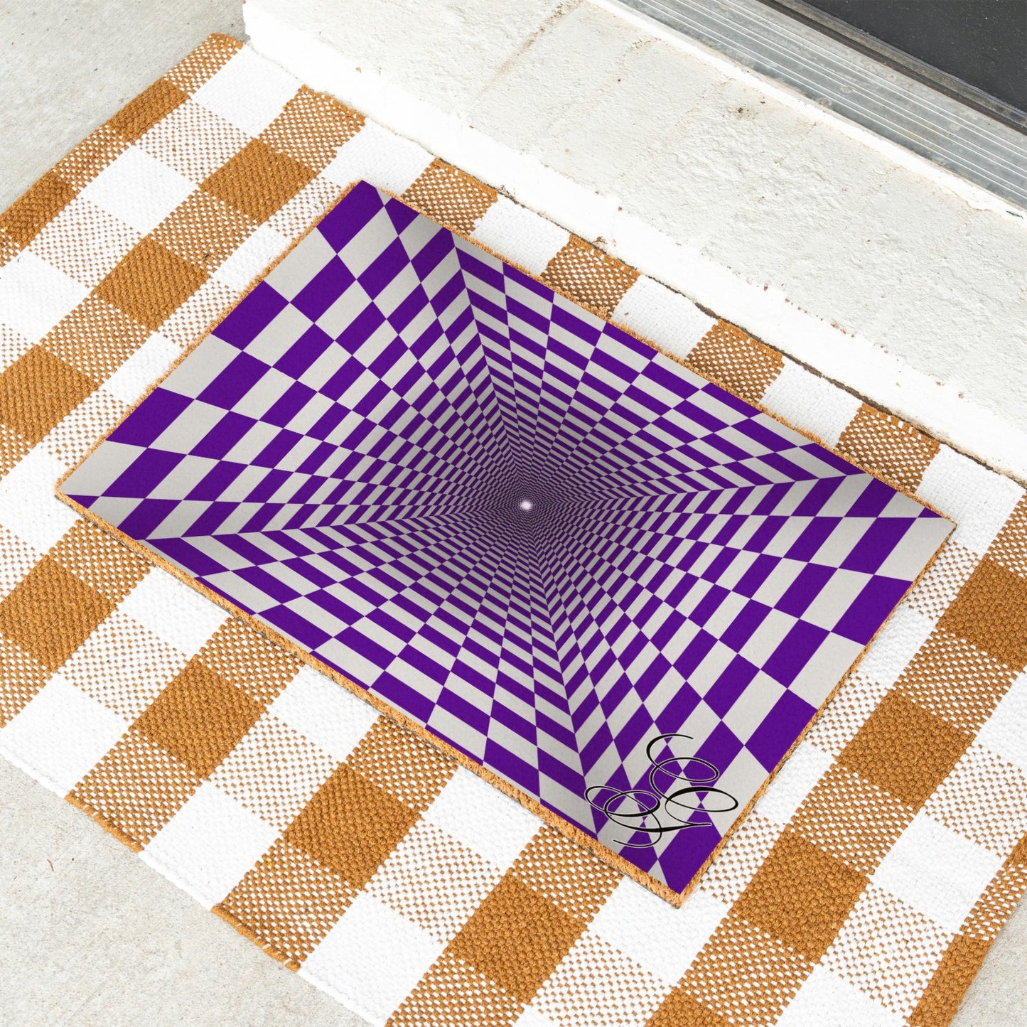 Optical Hole Initial Doormat - UV Printed