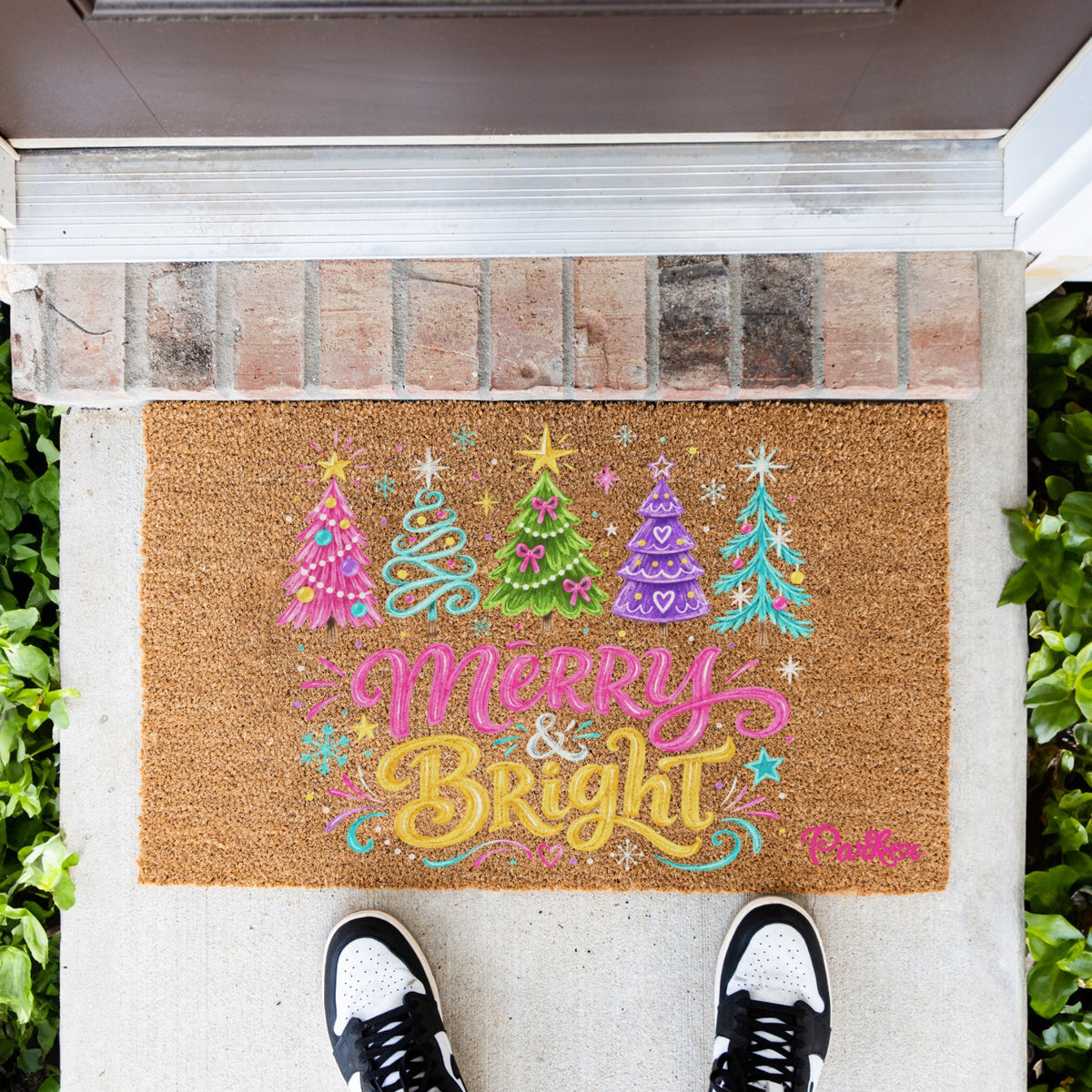 Merry & Bright Trees Name Doormats