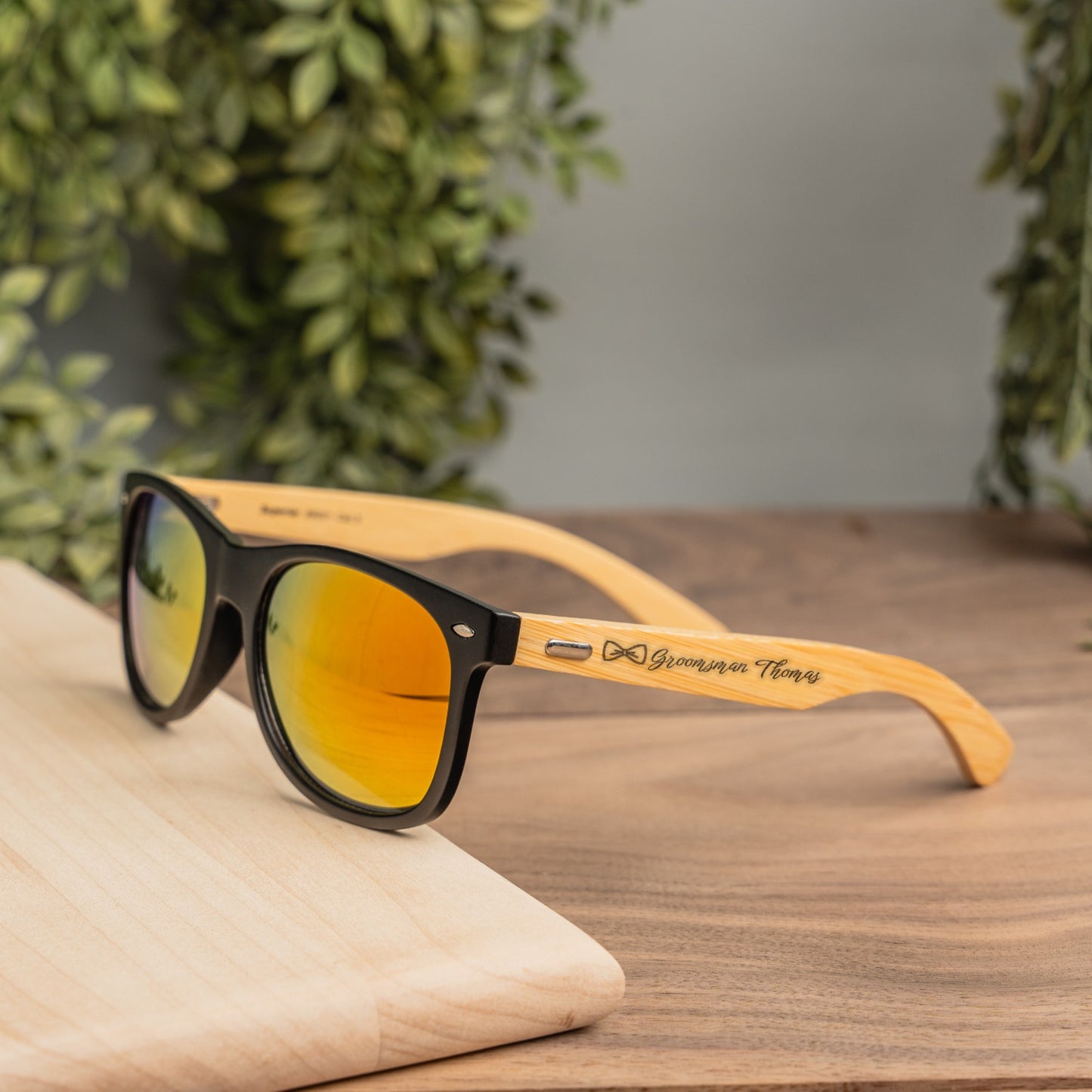 Wedding Party Bamboo Frame Sunglasses - Laser Engraved