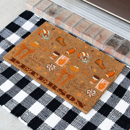 Fall Football Tis The Season Name UV Printed Doormat