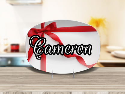 Red Bow Gift Name Platter