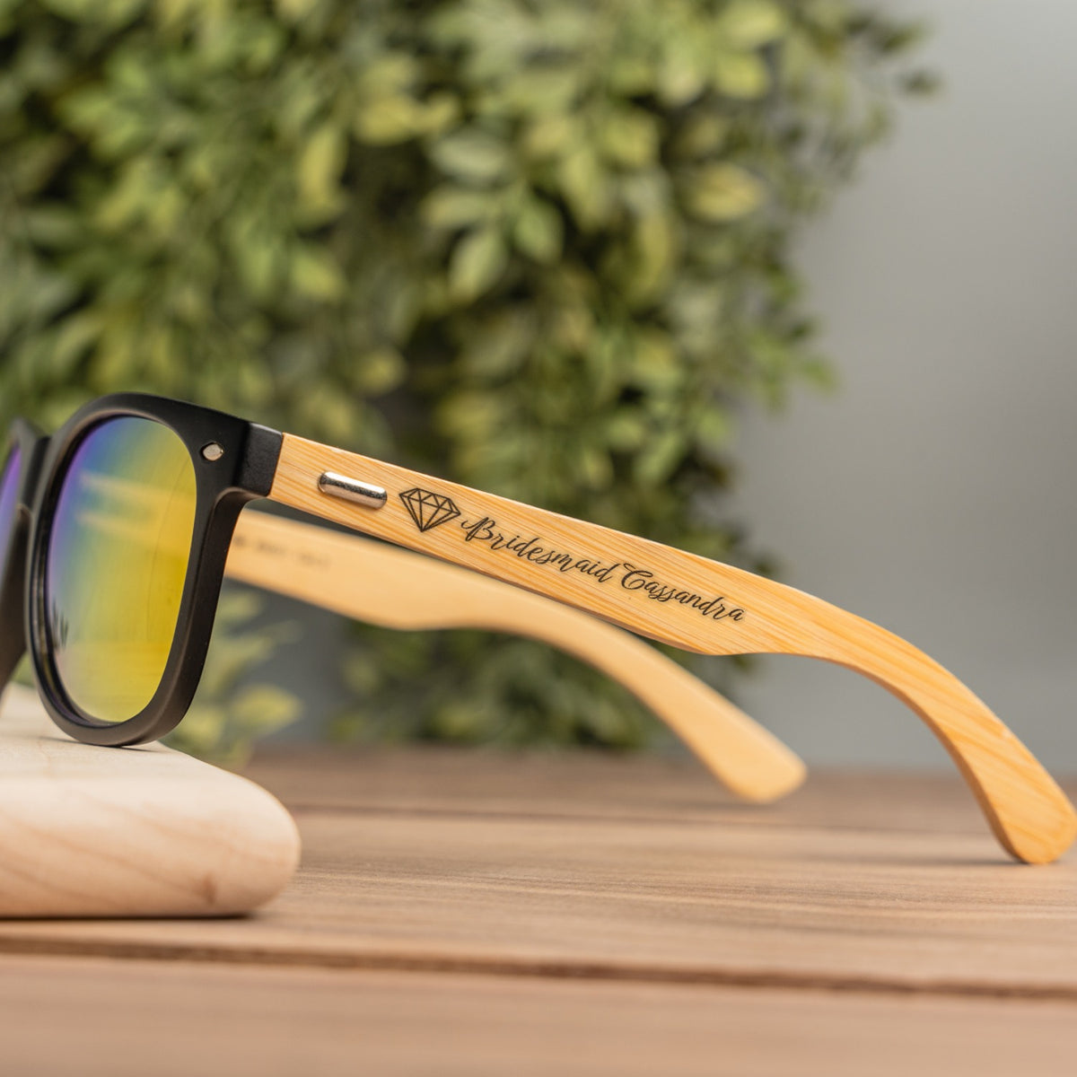 Wedding Party Bamboo Frame Sunglasses - Laser Engraved