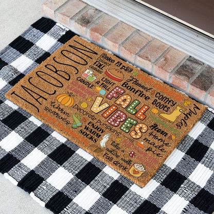 Fall Words Collage Name Doormat
