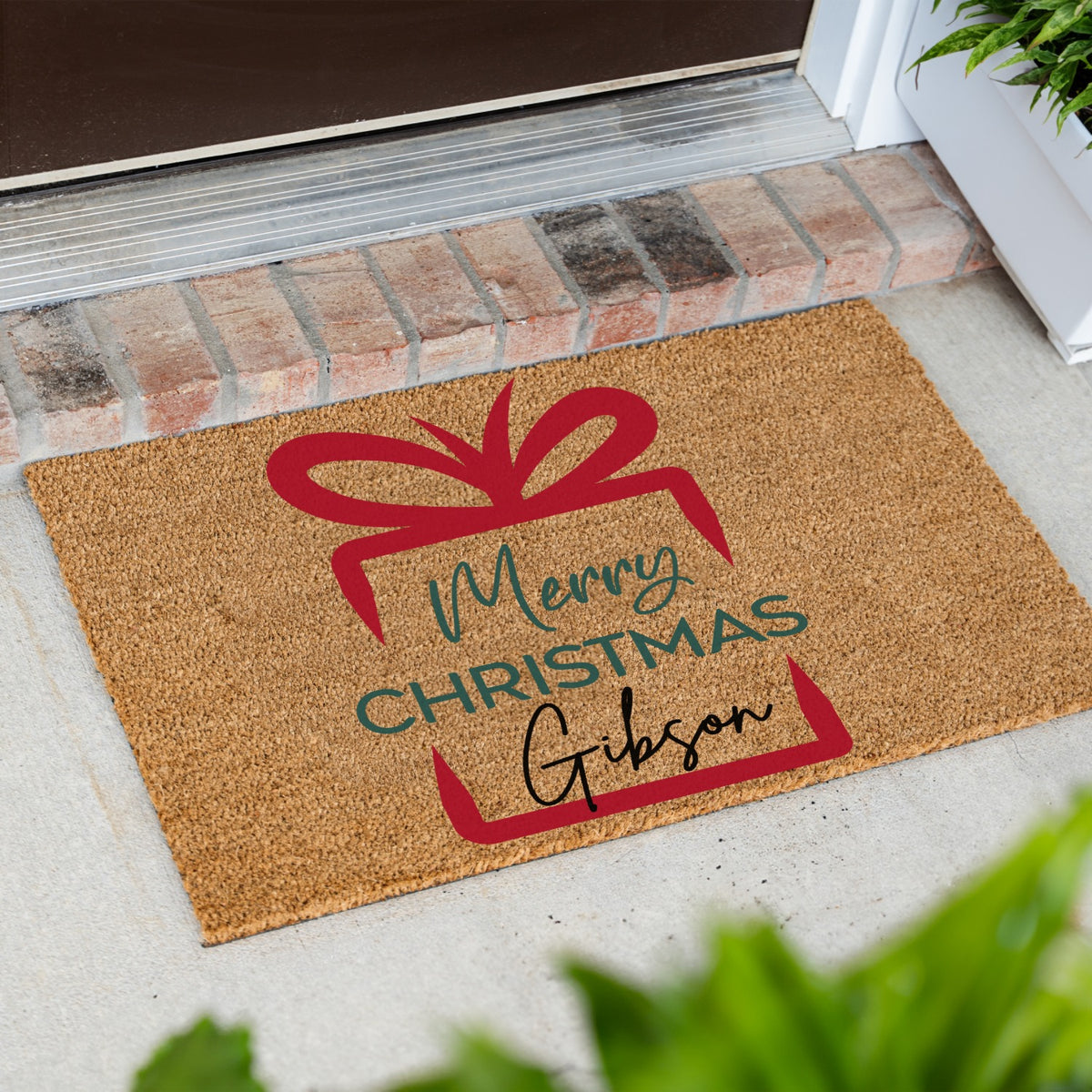 Merry Christmas Gift Name Doormat