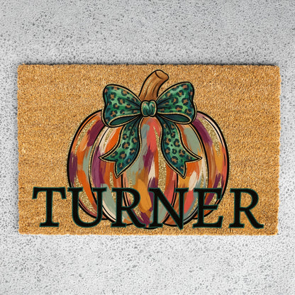 "Glitter" Pumpkin Name UV Printed Doormat