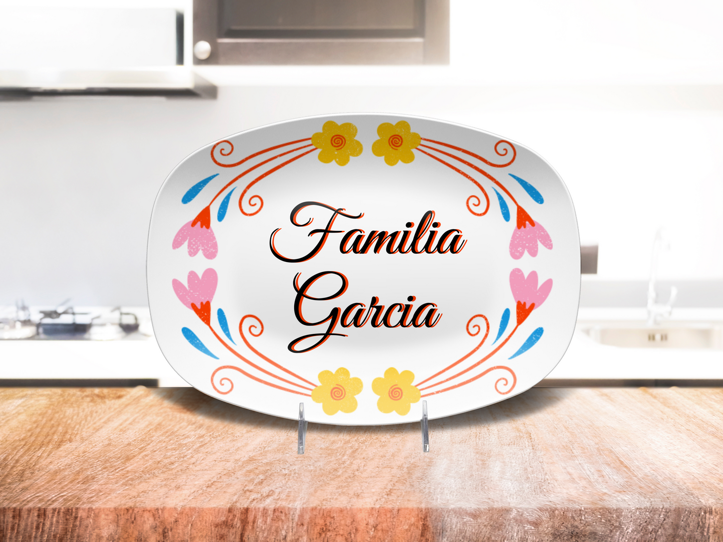 Cute Bright Floral Name Platter