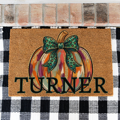 "Glitter" Pumpkin Name UV Printed Doormat