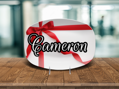 Red Bow Gift Name Platter