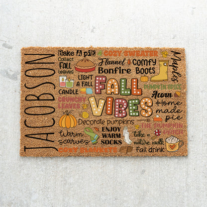 Fall Words Collage Name Doormat