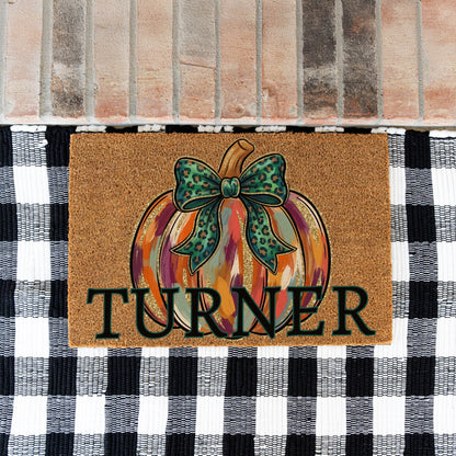 "Glitter" Pumpkin Name UV Printed Doormat