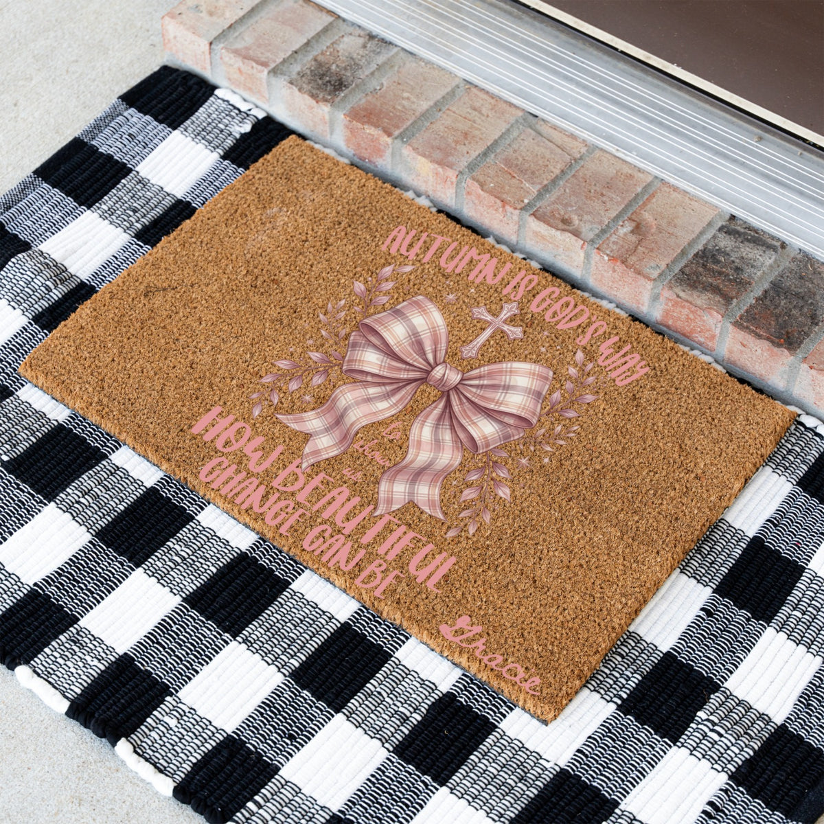 Pink Beautiful Change Name UV Printed Doormat