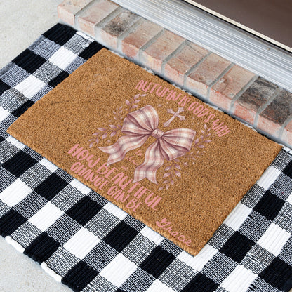 Pink Beautiful Change Name UV Printed Doormat