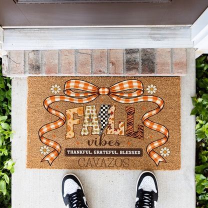 Fall Vibes Bow Name UV Printed Doormat
