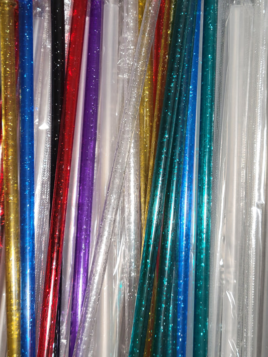 clear and colored glitter reusable straws