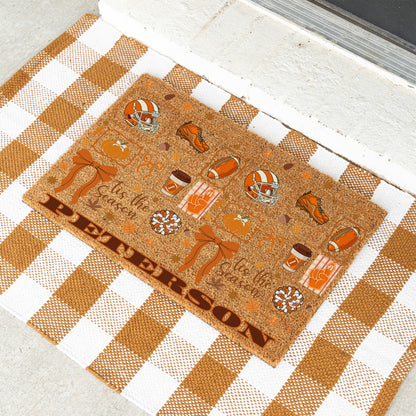 Fall Football Tis The Season Name UV Printed Doormat