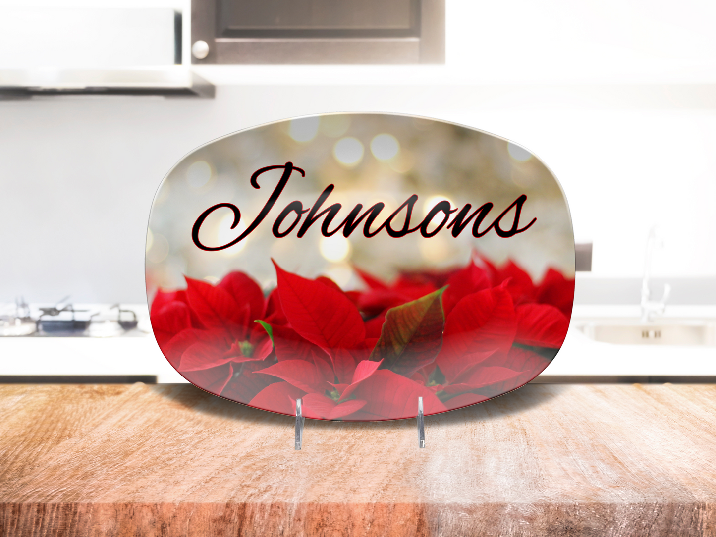 Poinsettas Name Platter
