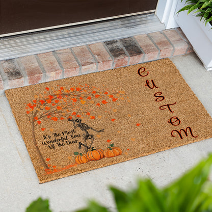 Wonderful Time Skeleton Name Doormat