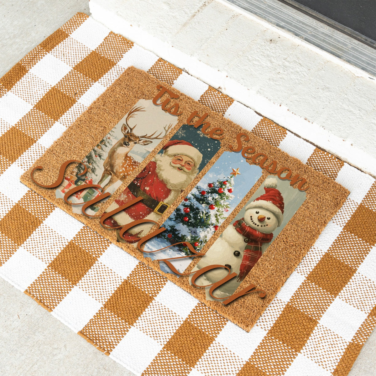 Tis the Season Vintage Name Doormat