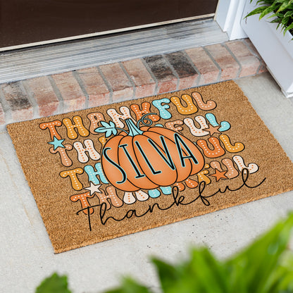 Colorful Thankfuls Name UV Printed Doormat
