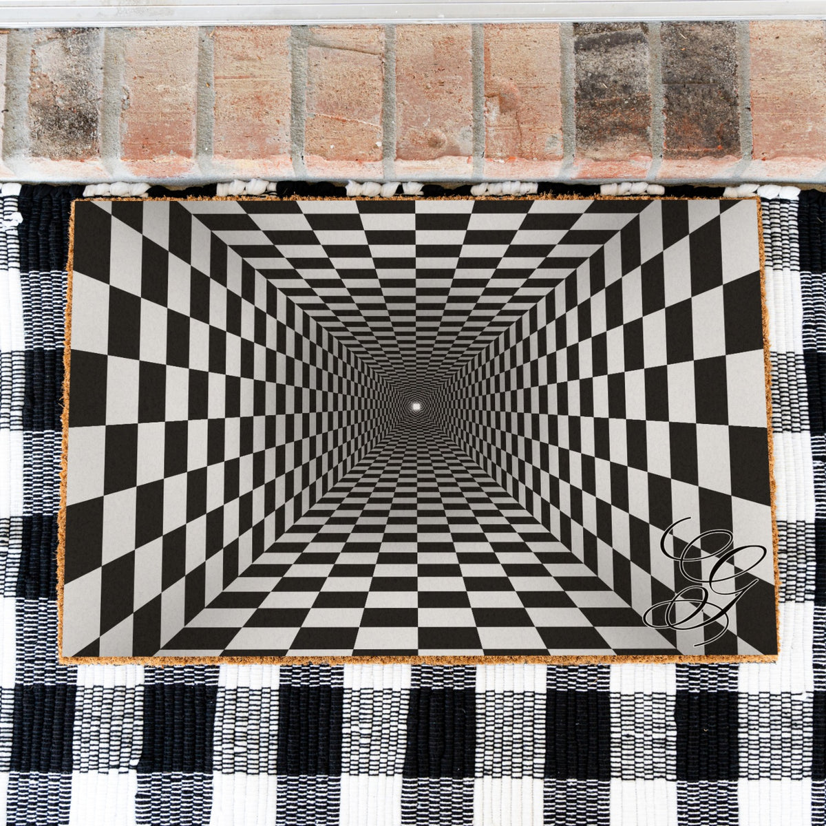 Optical Hole Initial Doormat - UV Printed