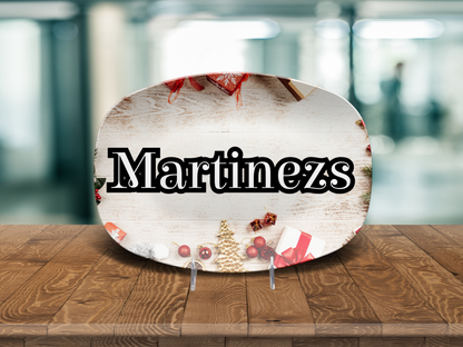 Christmas Wood Look Name Platter
