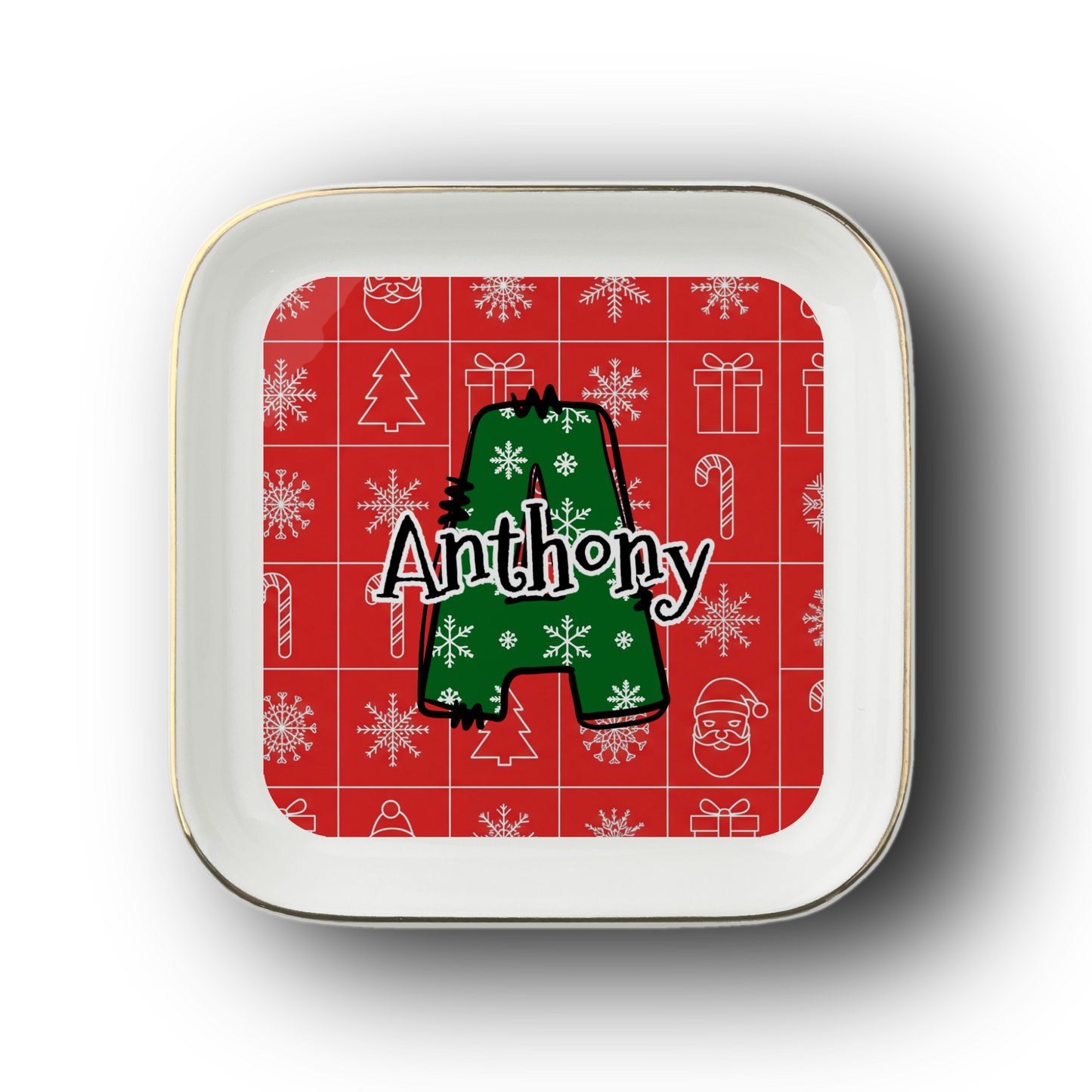 Christmas Letter Name Jewelry Dish