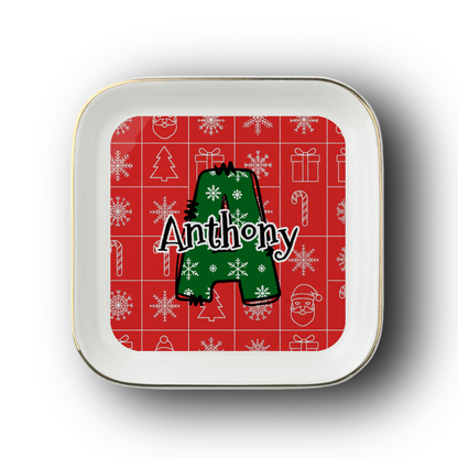 Christmas Letter Name Jewelry Dish
