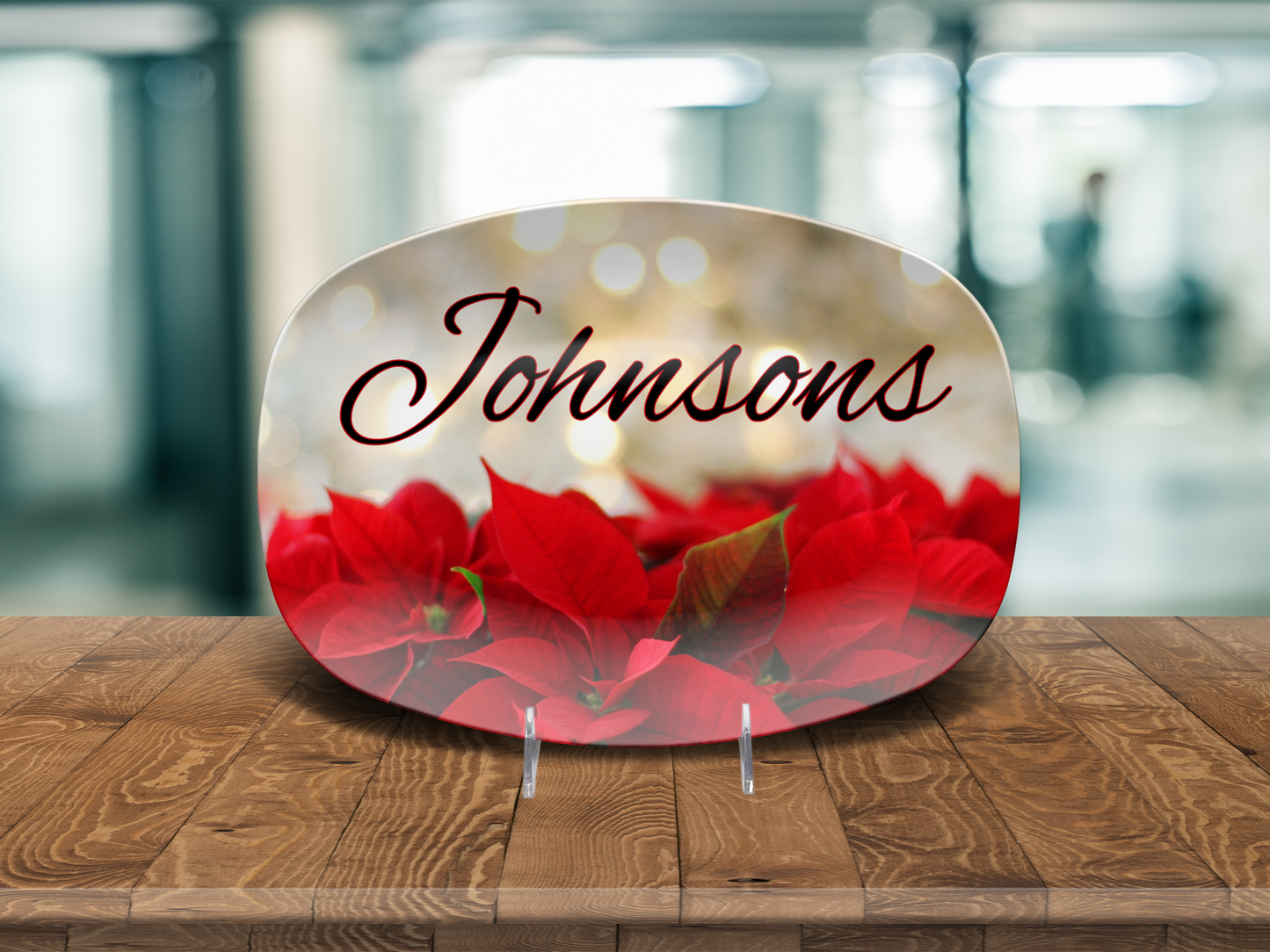 Poinsettas Name Platter
